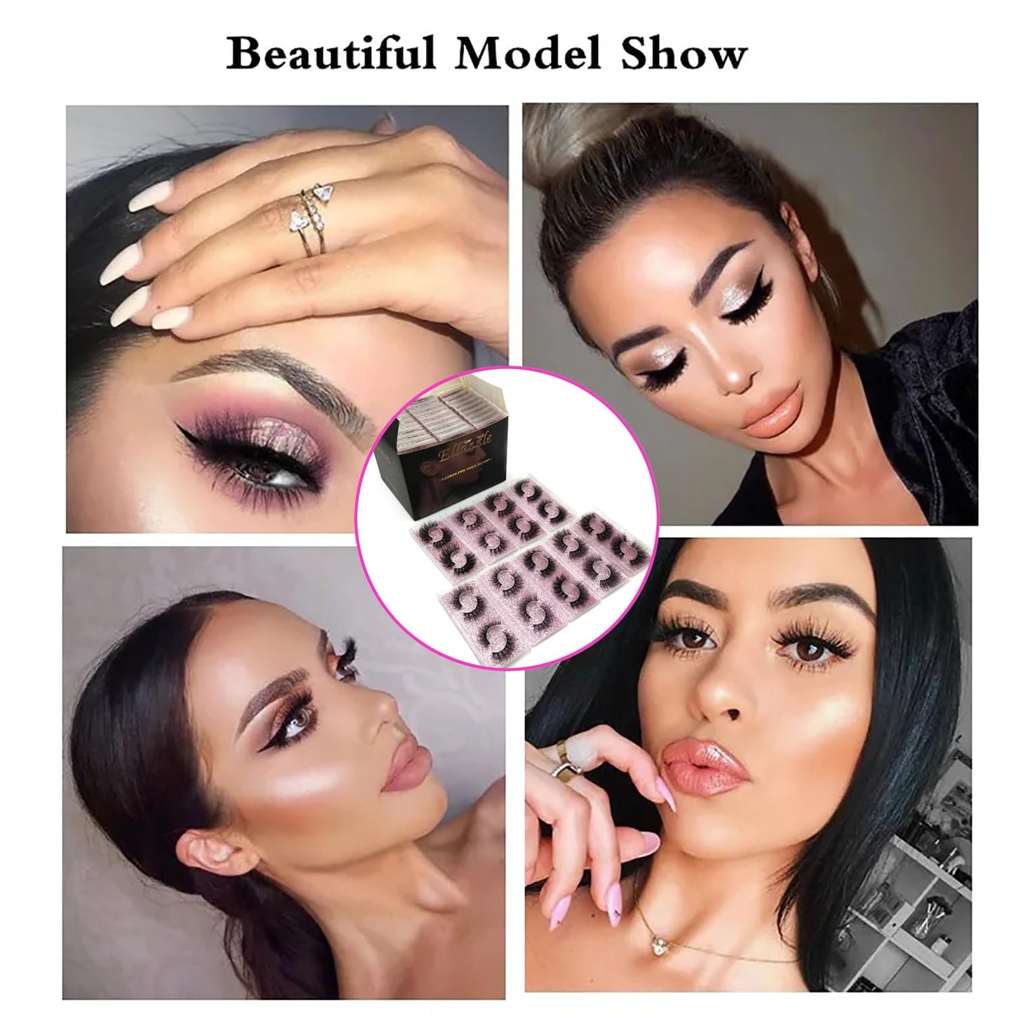 Ellazzle 18 Pairs Lashes Wispy Bulk Natural Eyelashes Wholesale Fluffy Fake Eyelashes Mink 3d Lashes Pack