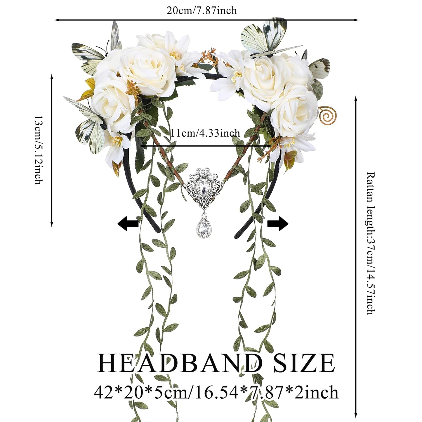 Fairy Flower Crown - White Elf Vine Headpiece & Floral Headband for Women | Perfect for Renaissance Weddings & Cosplay