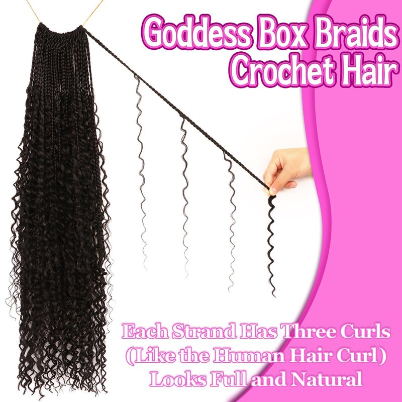 Goddess Boho Box Braids Crochet Hair-8 Packs 30 Inch Crochet Box Braids for Black Women Pre Looped (1B#, 30 Inch (Pack of 8))
