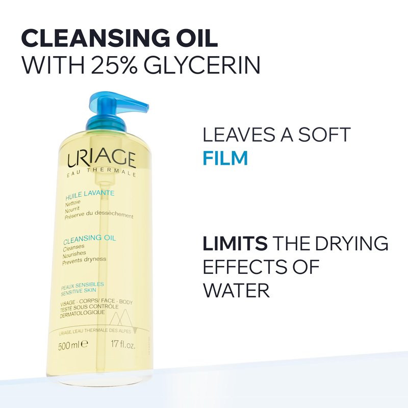 Uriage Cleansing Oil With Glycerin 25%, 2-In-1, Gently Cleanses & Moisturizes, Foaming Shower Oil For The Whole Family, Face & Body, Lovely Fragrance, Soap-Free, Physiological Ph, Sensitive Skin