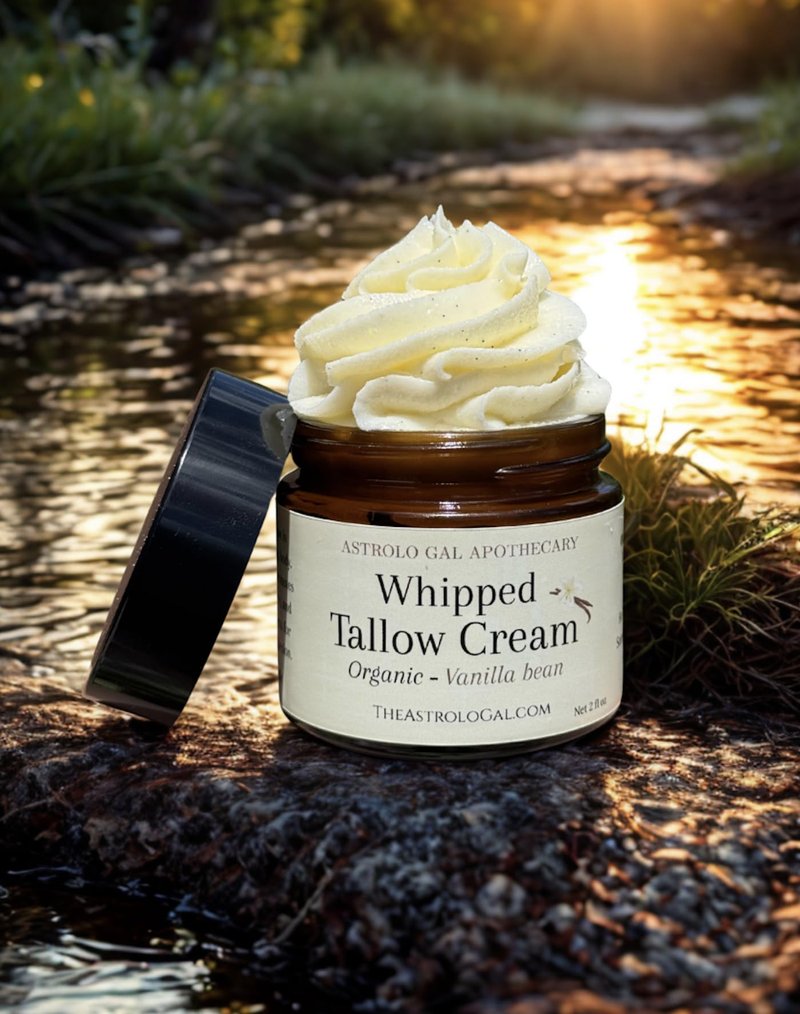 Astrolo Gal Apothecary Organic Vanilla Whipped Tallow Cream – 100% Grass-Fed | Natural Moisturizer for Dry Skin, Sensitive Skin, Face & Body – 2 oz