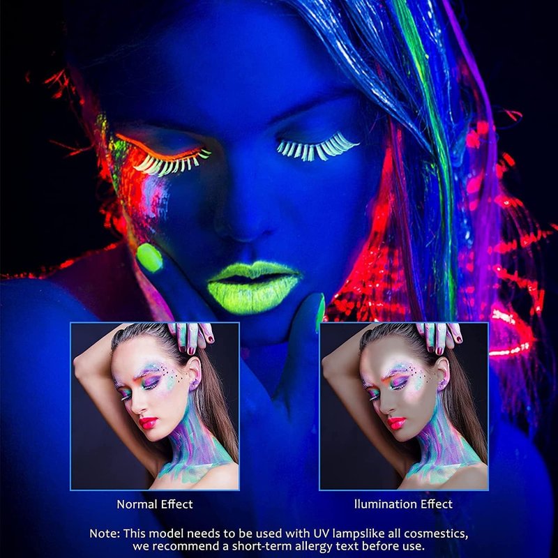 12 Pcs Glow in The dark Light Body UV Face Paint, Face Painting Kit, Crayons Kit Fluorescent neon Body Paints for Adults for Birthday Party Halloween Masquerade Makeup Outdoor