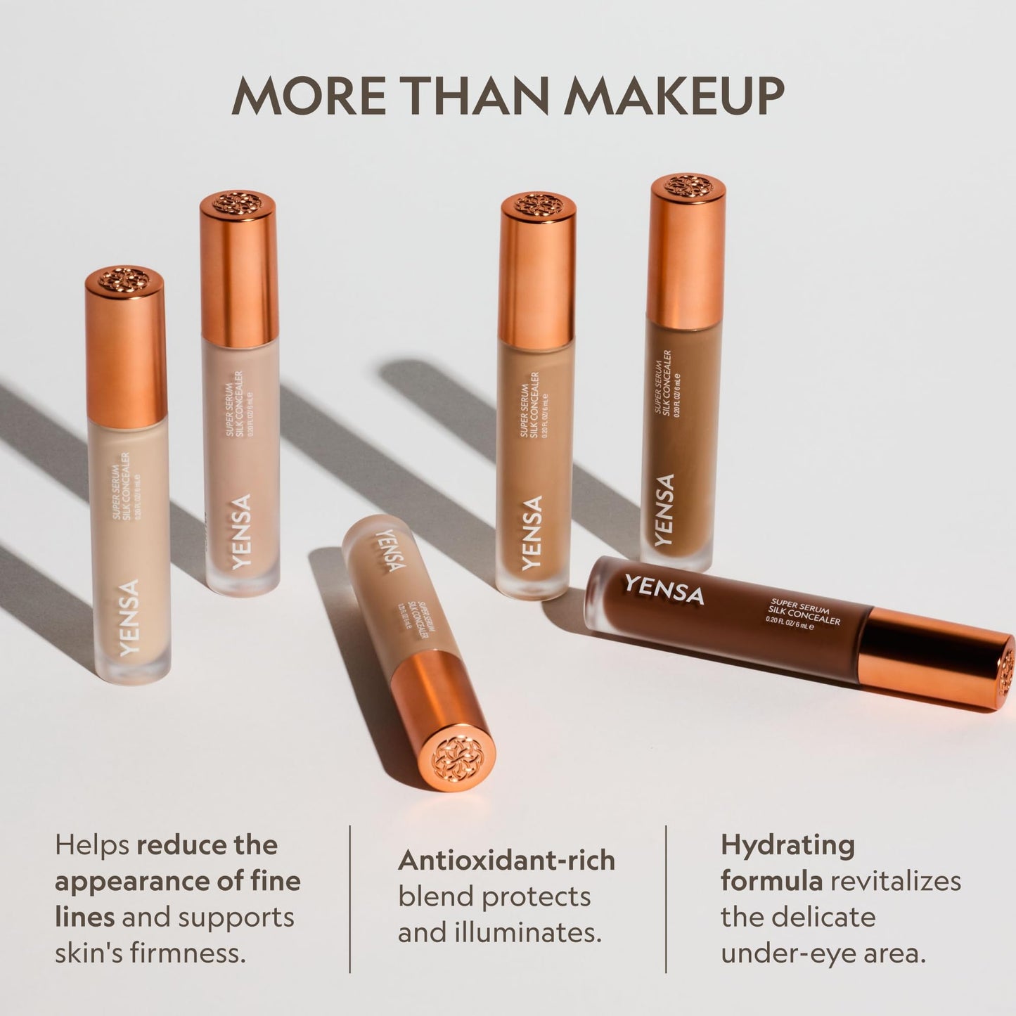 YENSA Super Serum Silk Concealer - Full Coverage Undereye Concealer & Peptides Serum for Face - Enriched with Vitamins C & E, Bakuchiol & Superfoods to Boost Radiance - Medium 1 (0.2 Fl oz)
