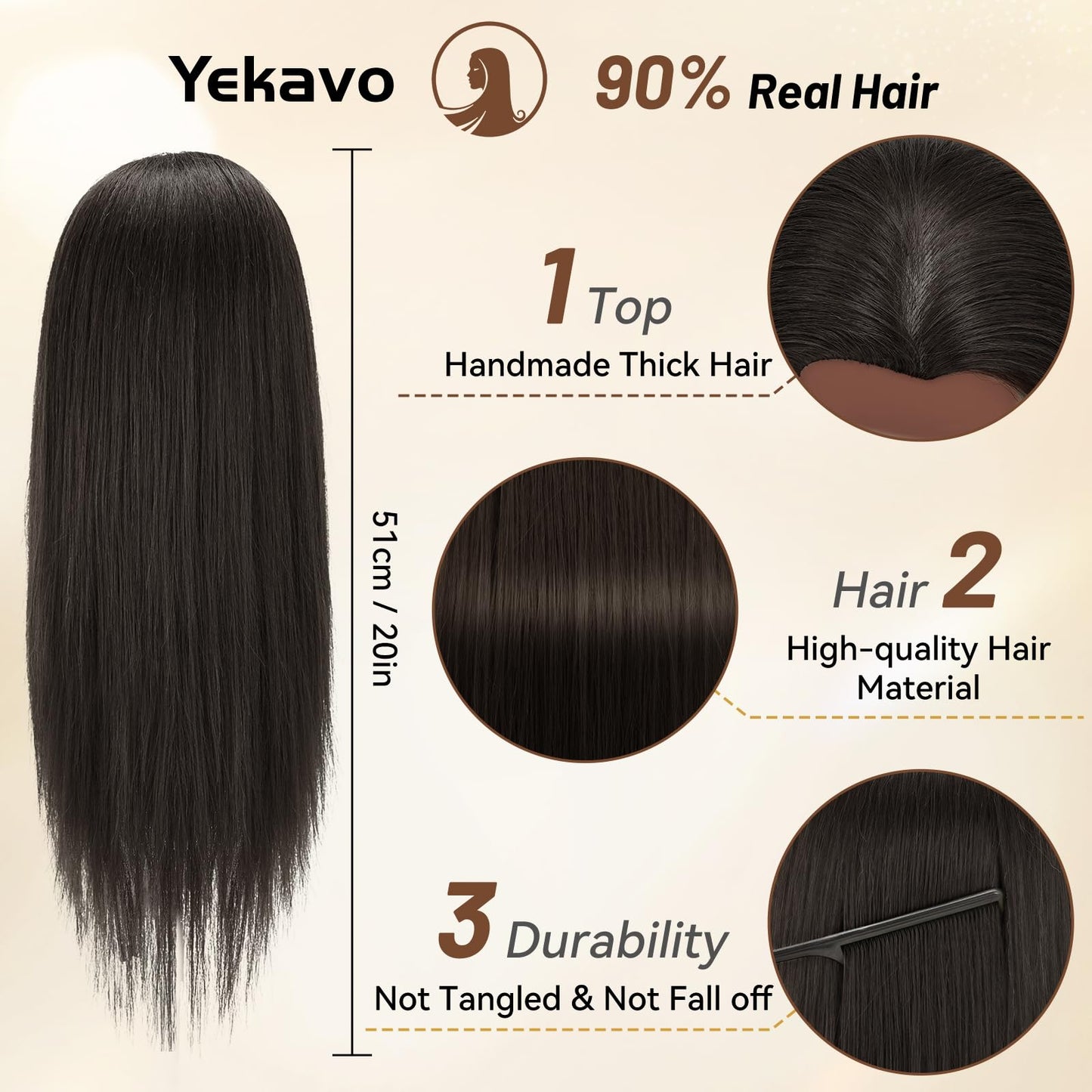 Yekavo 20" Afro Mannequin Head Human Hair with Tripod Stand, 90% Real Hair Cosmetology Black Manikin Doll Head for Hairdresser Practice Braiding with Stand Set