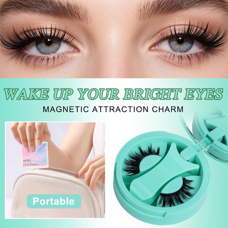 YOYfinee Magnetic Eyelashes with Applicator, Reusable Comfortable Magnetic Eyelashes, No Glue No Eyeliner Needed, Soft Magnets False Eyelashes, Easy to Wear(Z4)