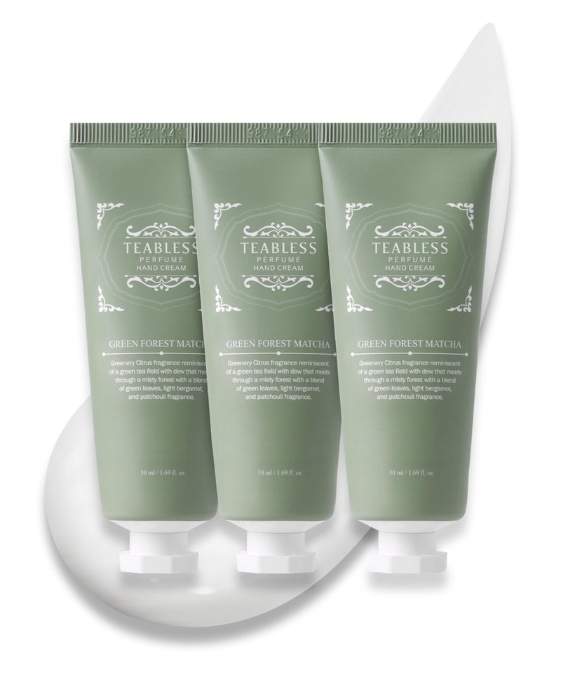 TEABLESS Green Forest Matcha Perfume Hand Cream(Pack of 3), Body and Hand Lotion for Very Dry & Sensitive Skin, Moisturizer for Hands & Body, Citrus Scent