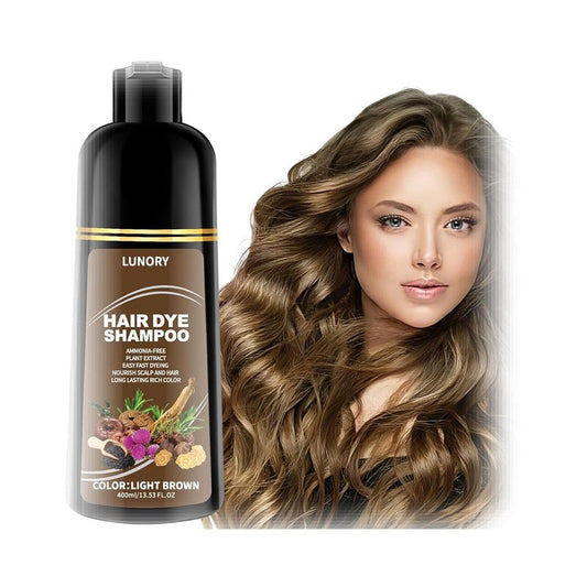 Light Brown Hair Dye Shampoo - 100% Gray Coverage, Argan Oil & Ginseng, Ammonia-Free | Long-Lasting Semi-Permanent Color for Men & Women