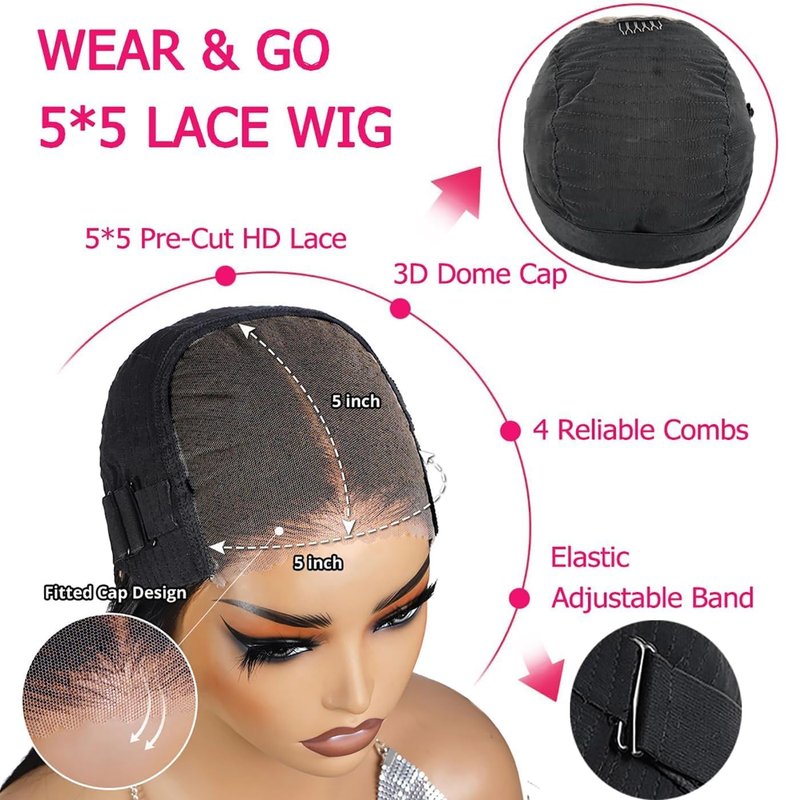 GCTGCT Glueless Deep Wave Bob Wigs Human Hair Pre Plucked Curly BOB Wig Human Hair 5x5 HD Lace Closure Human Hair Wigs for Women Black Deep Wave Pre Plucked Lace Wig Wear and Go 180 Density (10 Inch)