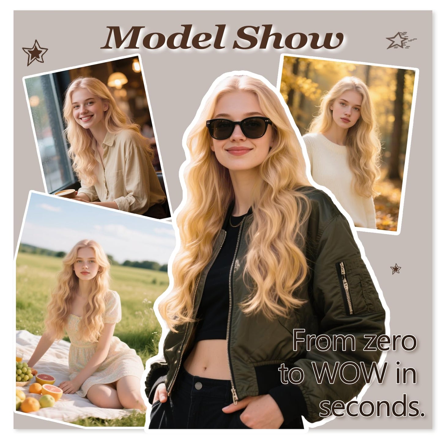 Long Mixed Blonde Wig for Women 26 Inch Wavy Synthetic Wig Middle Part Natural Looking Heat Resistant Balayage Blonde Curly Wig for Daily Use Cosplay Halloween Party