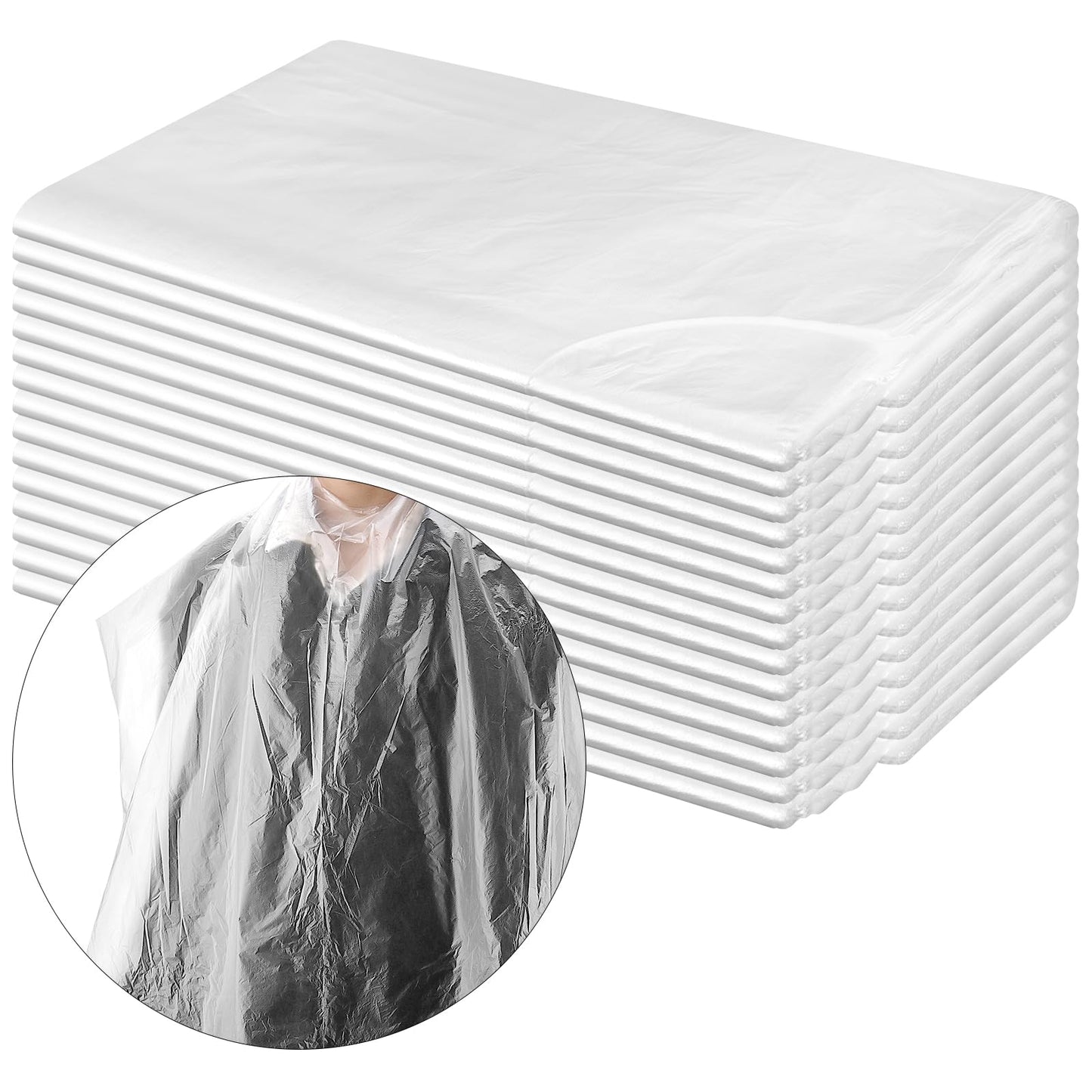 GINLANK 300 PCS 35x47 Inch Disposable Barbershop Capes,Disposable Hair Salon Cutting Cape,Clear Plastic Hair Dye Cape for Barbershop Hair Dye Washing