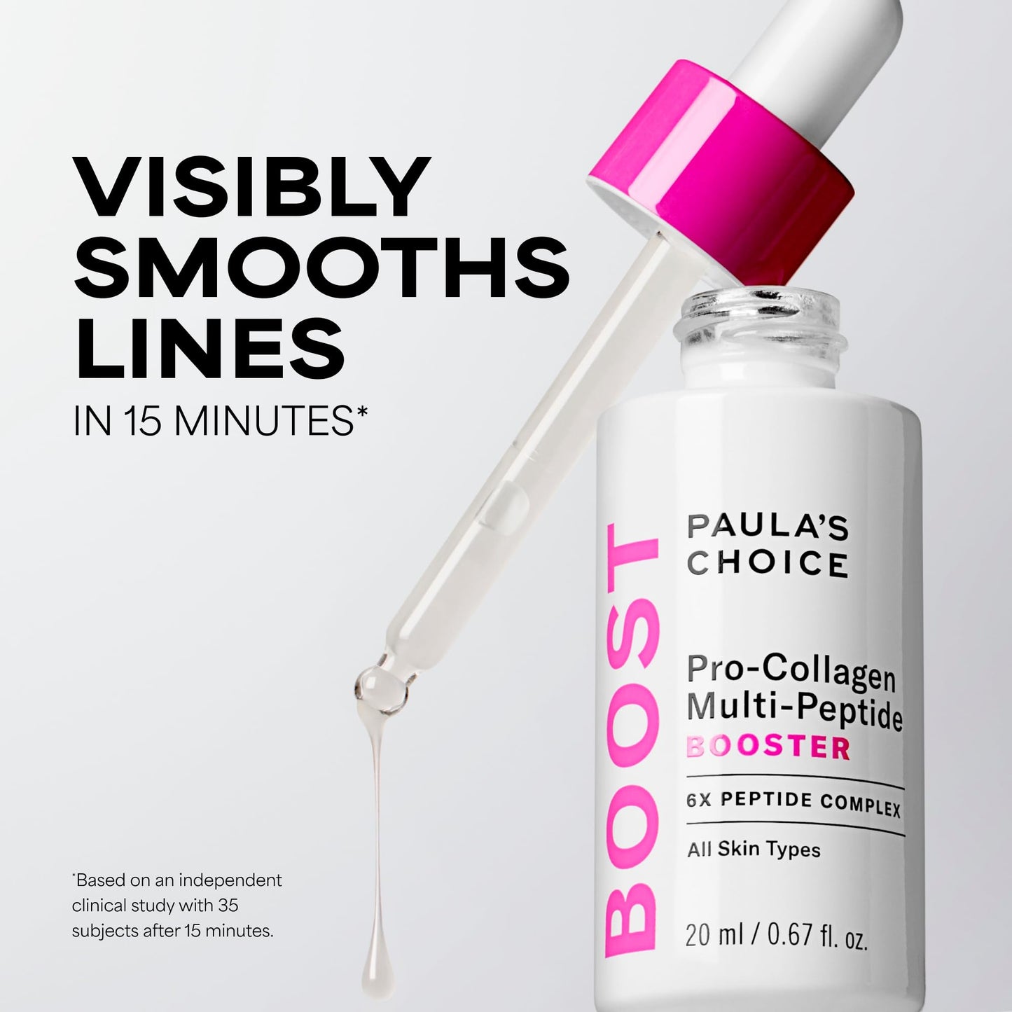 Paula’s Choice Pro-Collagen Multi-Peptide Booster Face Serum for Wrinkles, Serum for Face Supports Collagen Production with Plumping Hyaluronic Acid & Amino Acids, Fragrance-Free, 0.67oz