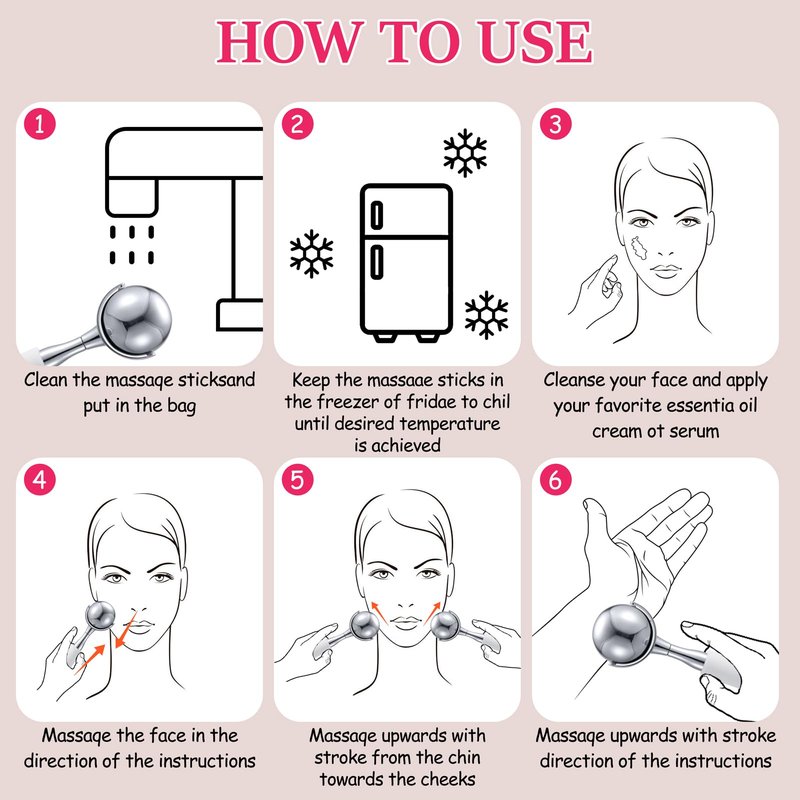 Cryo Sticks for Face-360 Rotating Unbreakable Steel Ice Globes, Cold Massage Roller Ball -Facial Skin Care Tools for Women, Ice Globes for Face and Eyes-Face Ice Roller-Ice Roller for Face