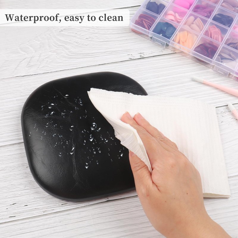 Nail Arm Rest for Elbow, Microfiber Leather Elbow Pad Cushion, Elbow Hand Rest for Nails with Non-Slip Base for Nail Tech Manicure and Office (Black)