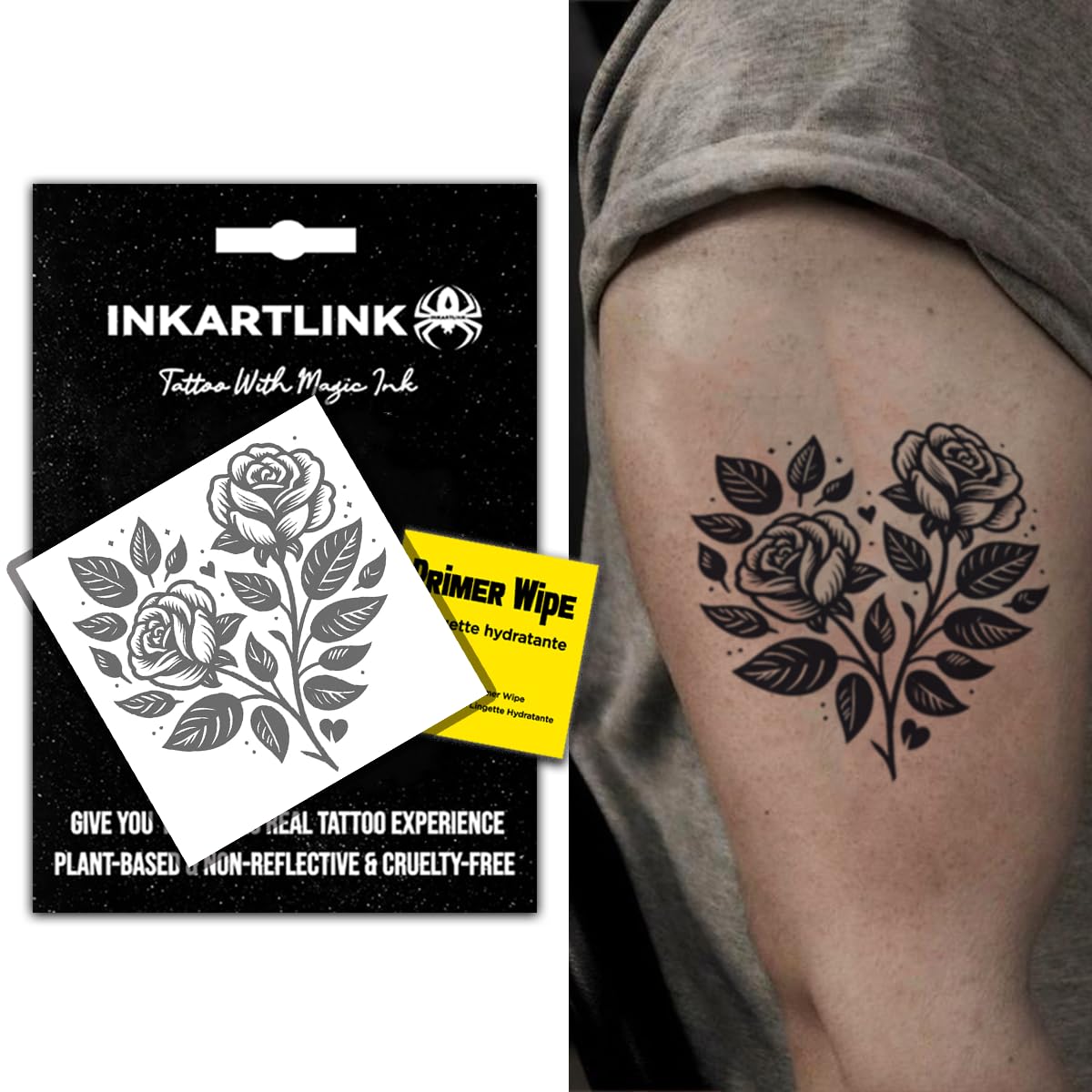 INKARTLINK Semi-Permanent Tattoos, Perfect for Women's Arm (Thorny Rose)