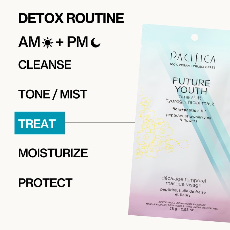 Pacifica Future Youth Time Shift Hydrogel Facial Mask - 12-PACK - Multi-Peptide Anti-Aging Sheet Mask for Firming & Plumping, Ultra-Hydrating Serum-Infused Mask for Face & Neck, 100% Vegan