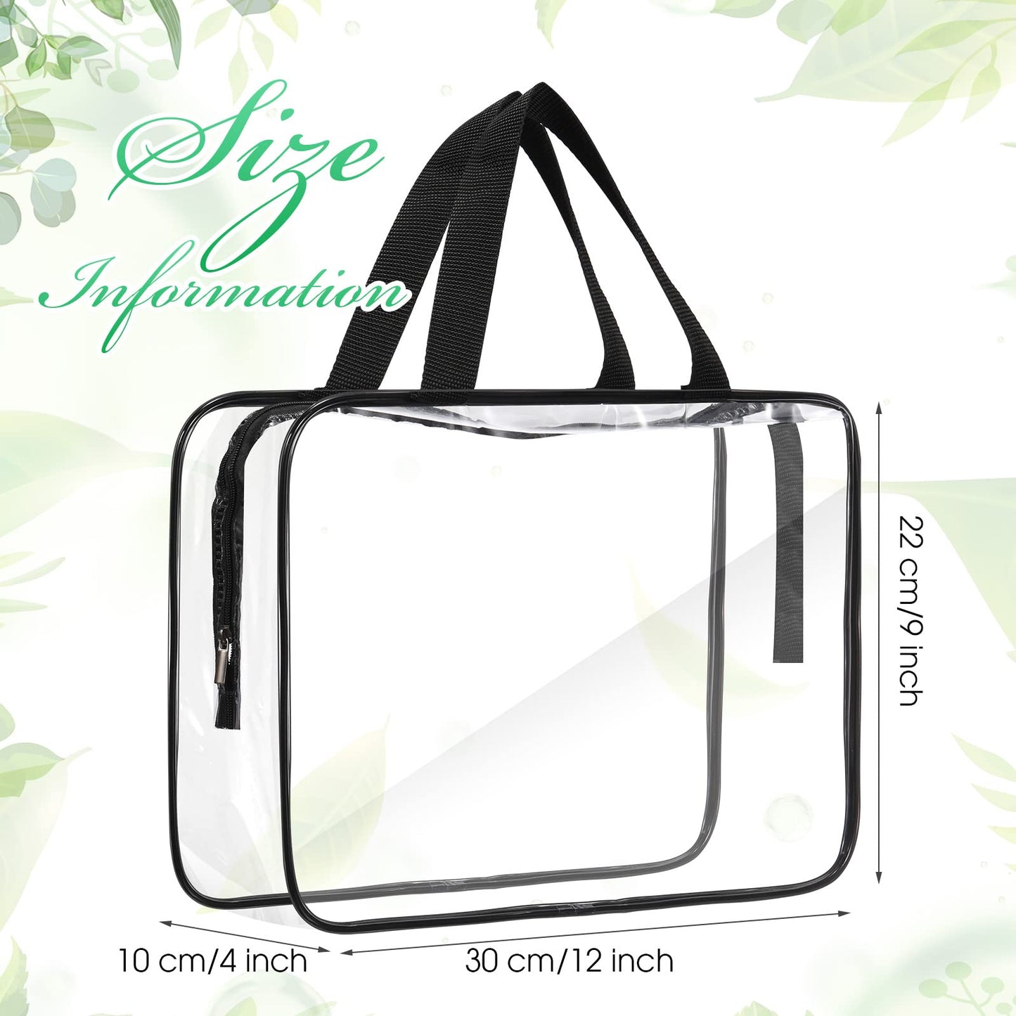 Reginary 10 Pack Large Clear Toiletry Cosmetic Makeup Bag with Zipper and Handle Travel Tote Pouch PVC Plastic Toy Storage Organizer