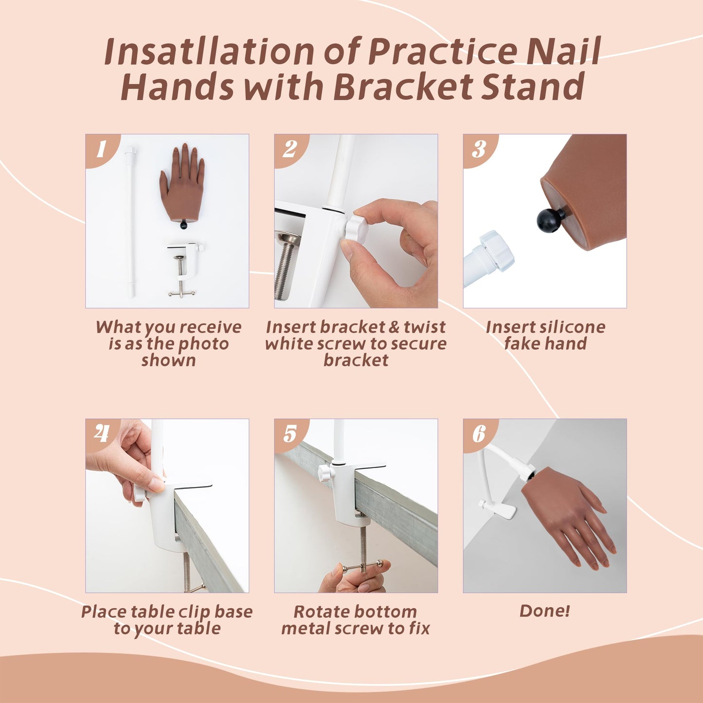 Veikmv Realistic Silicone Practice Hand for Acrylic Nails, Flex Fingers