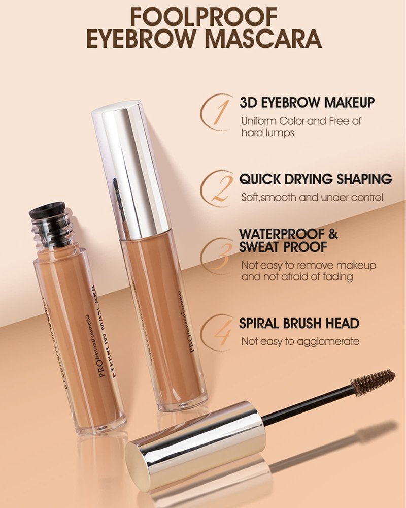 Waterproof Tinted Brow Gel - Long Lasting, Smudge-Proof Liquid Eyebrow Makeup - Volumizing Enhance Eyebrow Mascara for Women - With Brow Razor Brush - 02 Auburn