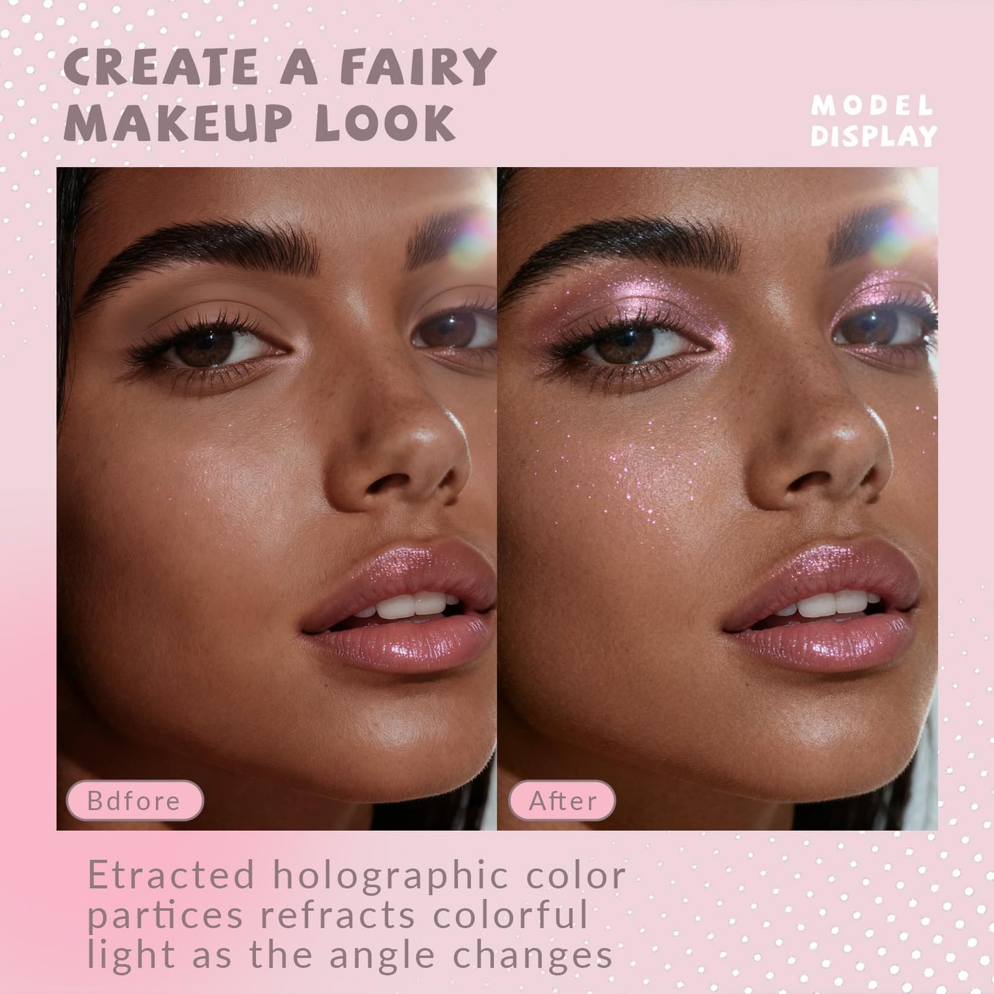 HOSAILY Holographic Multichrome Glitter Eyeshadow, Color Shift Metallic Shimmer Eyeshadow Palette, Chameleon Sparkle Inner Corner Eye Highlighter, Iridescent Eye Shadow Palette Fairy Makeup#05