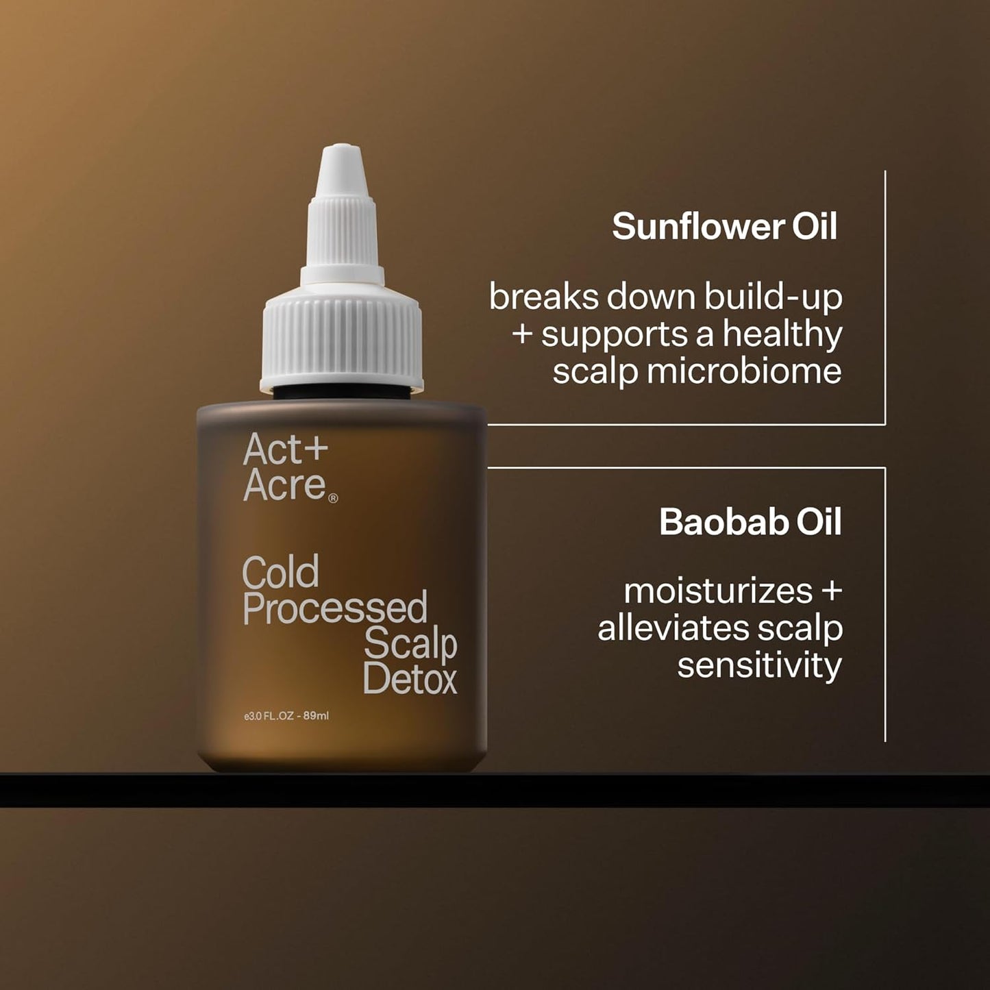ACT+ ACRE Scalp Detox Oil - Cold Processed, Sulfate-Free Treatment for Flaky, Dry Scalp | Promotes Thicker Hair