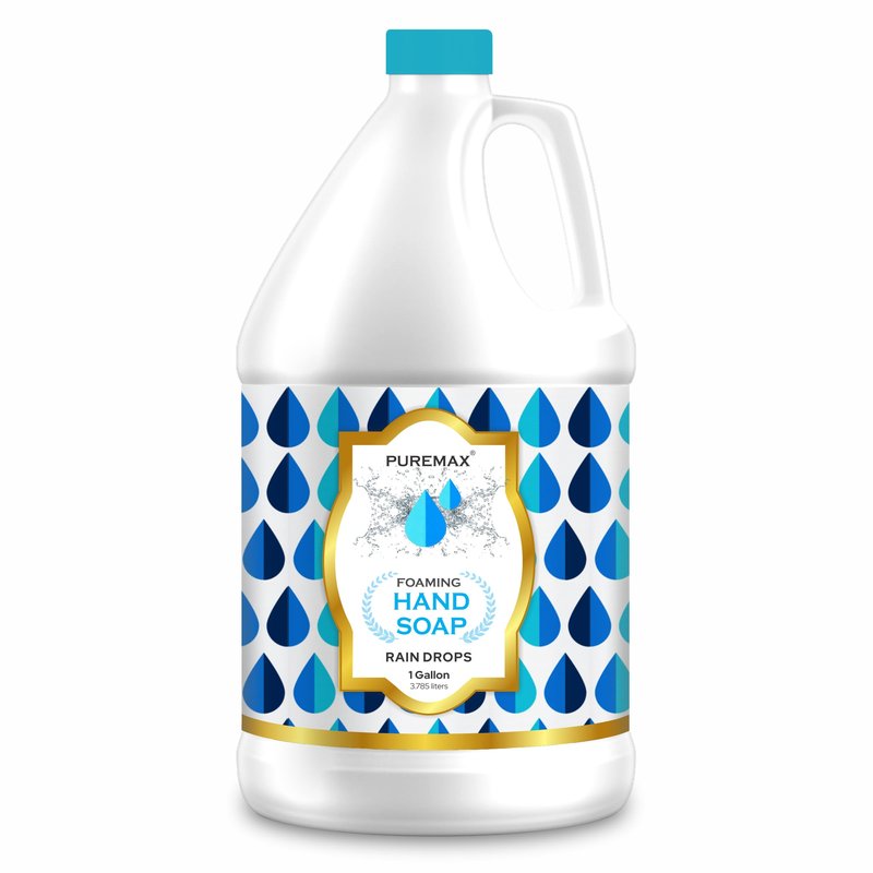 Puremax Foaming Hand Soap Refills with Essential Oils | Rain Drops | Gentle, Moisturizing | Biodegradable Formula | Made in USA | 128 Fl Oz (1 Gallon)