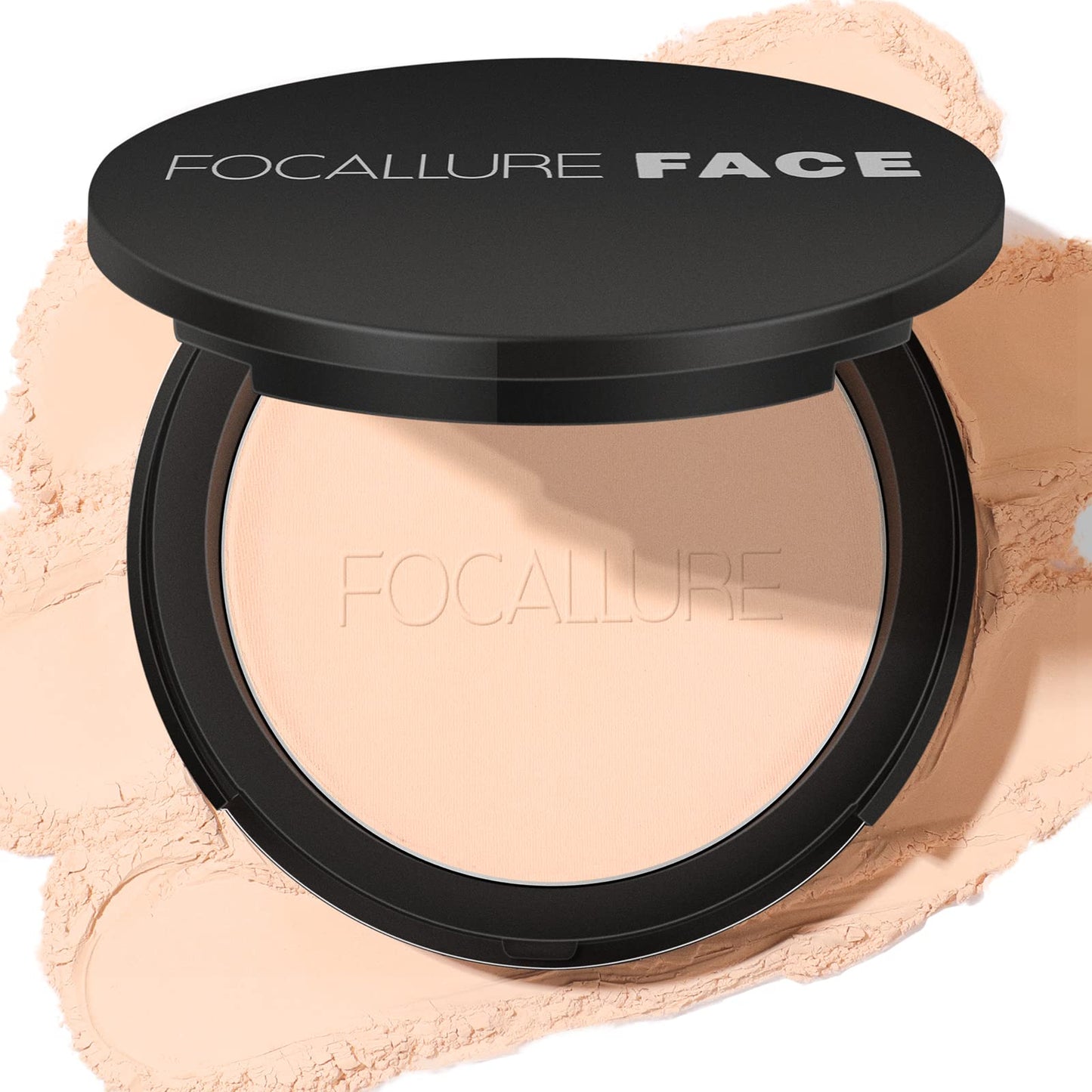 FOCALLURE Flawless Pressed Powder, Control Shine & Smooth Complexion, Pressed Setting Powder Foundation Makeup, Portable Face Powder Compact, Long-Lasting Matte Finish