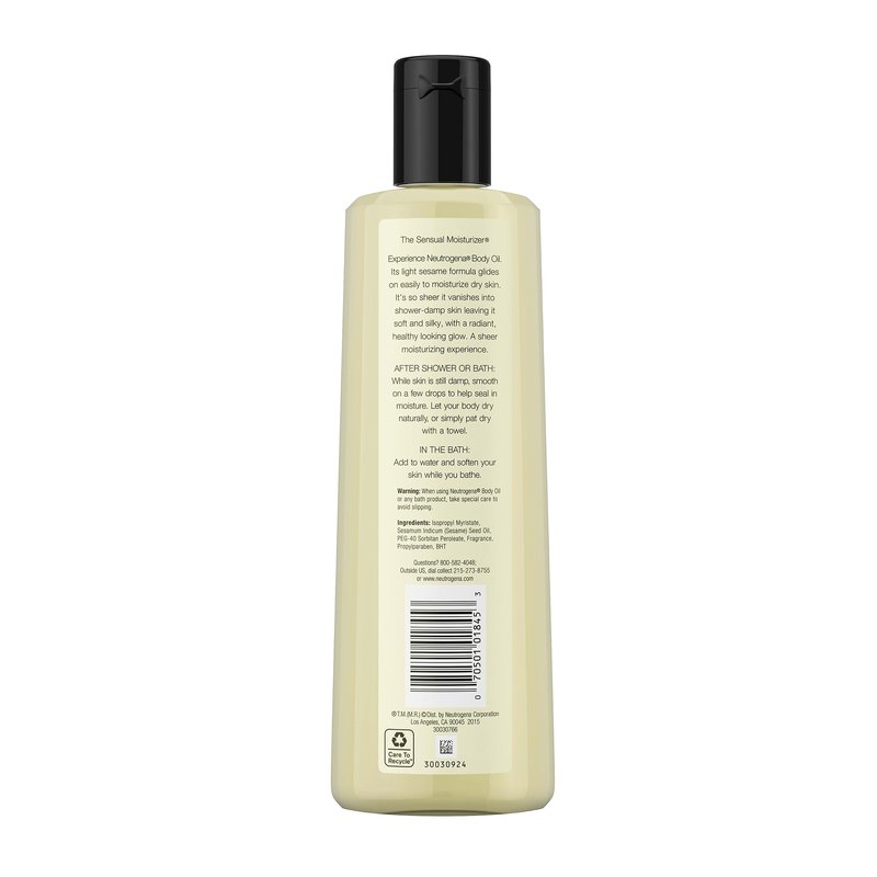 Neutrogena Body Oil Light Sesame Formula, 16 fl oz, Radiant Glow Moisturizer for Dry Skin, Bath & Shower Oil For Smooth and Hydrated Skin