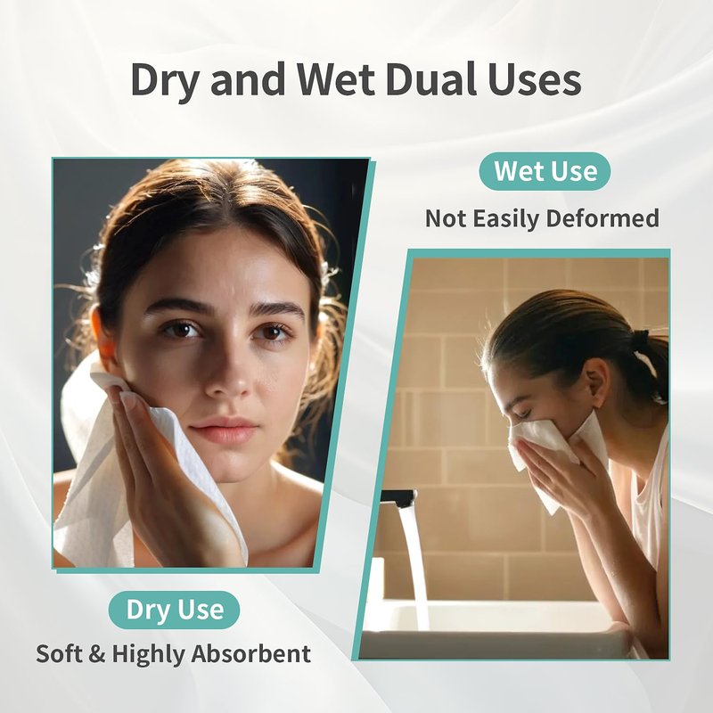 Disposable Face Towel 4 Boxes, 100% Pure Cotton, Soft & Skin Friendly Face Towelettes Disposable, Makeup Remover Dry Wipe for Women Cleansing, Facial Towels Disposable, Facial Wash Cloth Travel