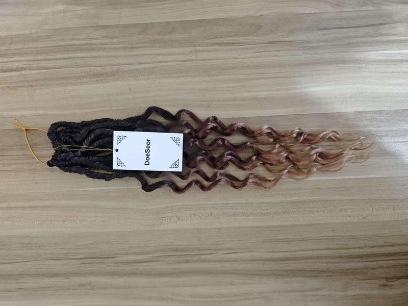 DoeSeor 18 Inch Goddess Locs Crochet Hair 8 Packs New Soft Faux Locs Crochet Braids Deep Wave Pre Looped Hair Extensions for Black Women(3T3027/8PCS/18inch)