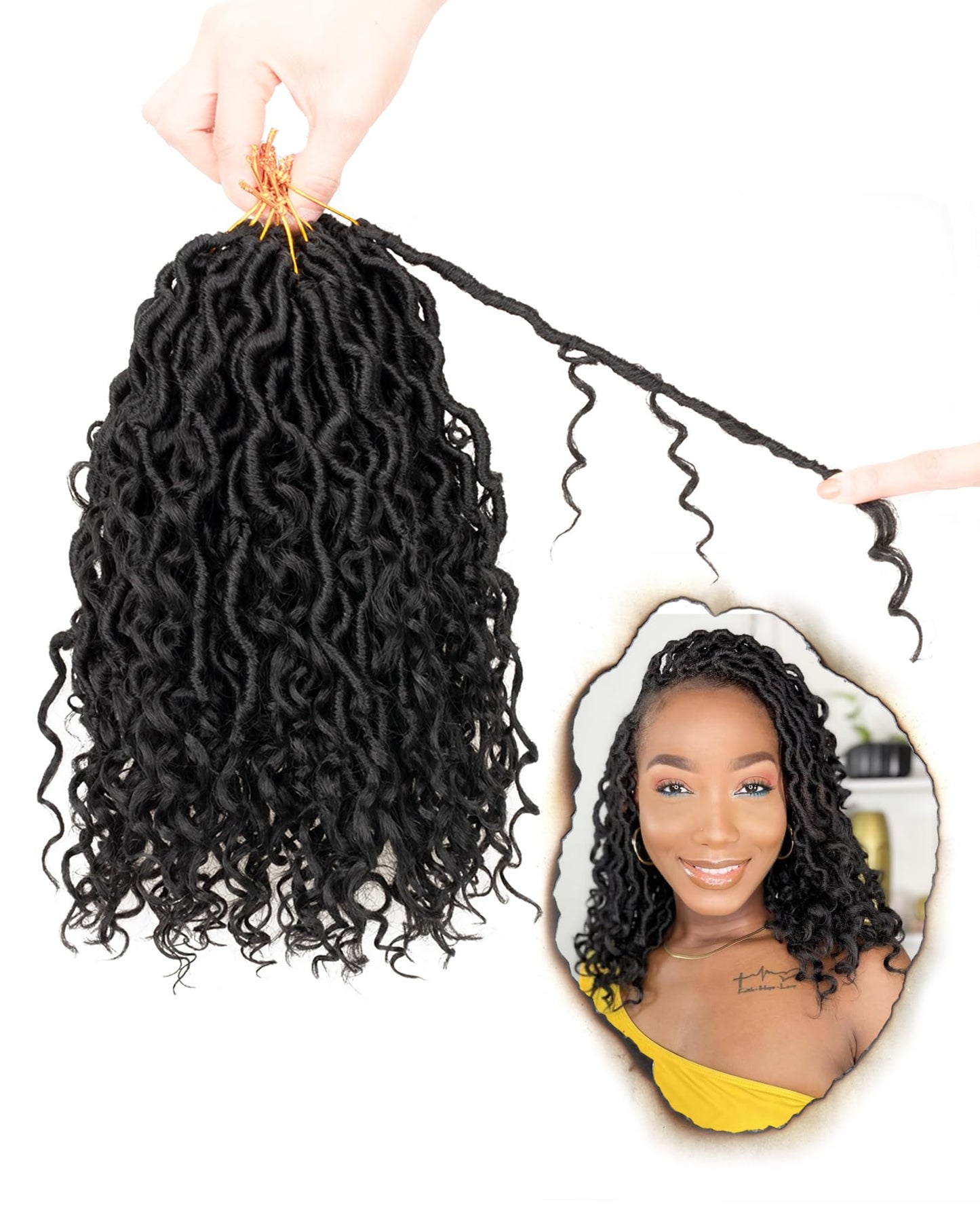Goddess Faux Locs Crochet Hair for Black Women- 9 Packs 18 Inch Mixed Colors Combo Pack,Pre Looped Curly Faux Locs With Bohemian Curly Branch,Synthetic Braiding Hair Extensions(18"-9P,1B+T27+T30)