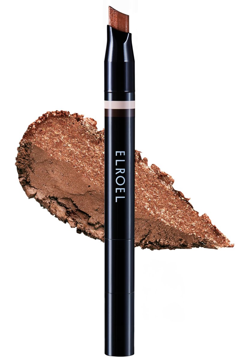 ELROEL Blanc Double Shadow Stick - 48HR Long Lasting Dual-Tone Eye Shadow Pencil - Combines Glitter w/Soft Matte or Shimmer - Waterproof & Smudge-Proof Eyeshadow Makeup 0.05 oz (#01 Gold-Espresso)