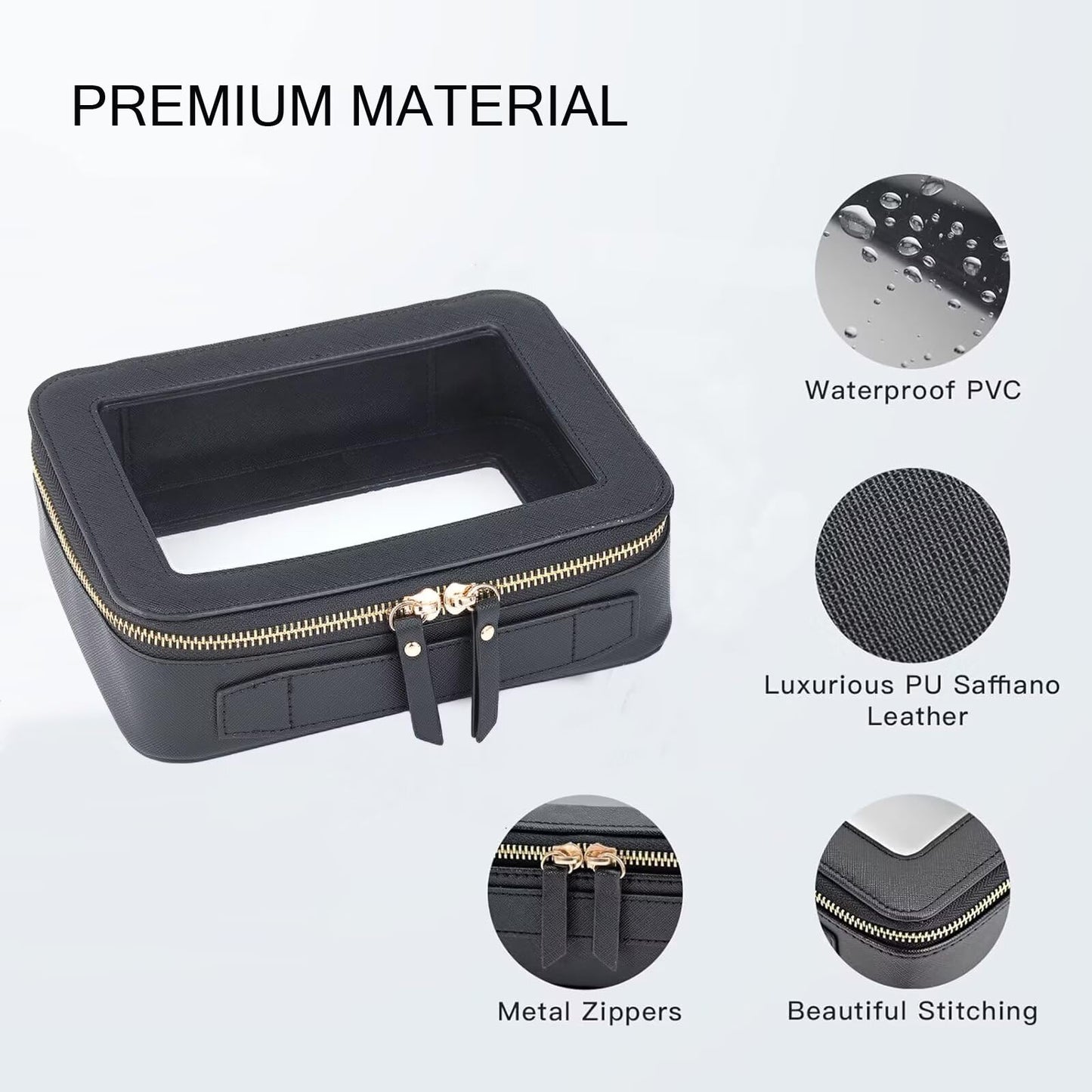 FASAOH Clear Makeup Bag with Mini Cosmetic Bags,Travel Toiletry Bag for Women,Portable Cosmetic Bag Case, Transparent Waterproof Cosmetic Organizer Storage Bag for Women Men