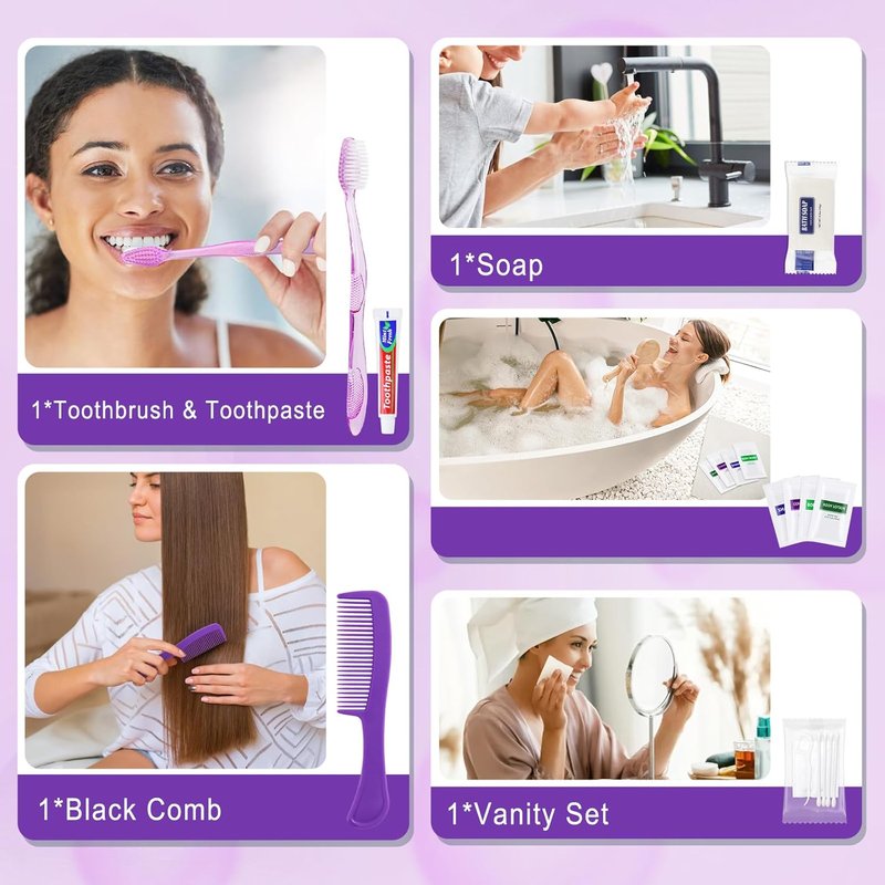 Travel Toiletry Kit - 20 Bulk Personal Hygiene Kits for Home, Hotel, Camping & Travel | Disposable Supplies