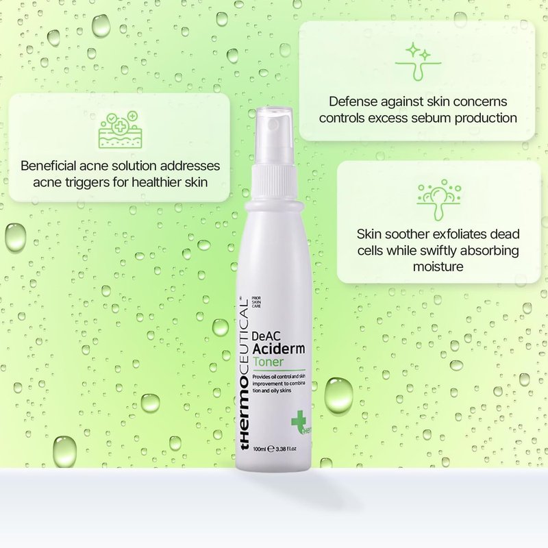 DeAC Aciderm Toner - Refreshing Cooling Acne Solution for Oily Skin | 3.38 fl. oz