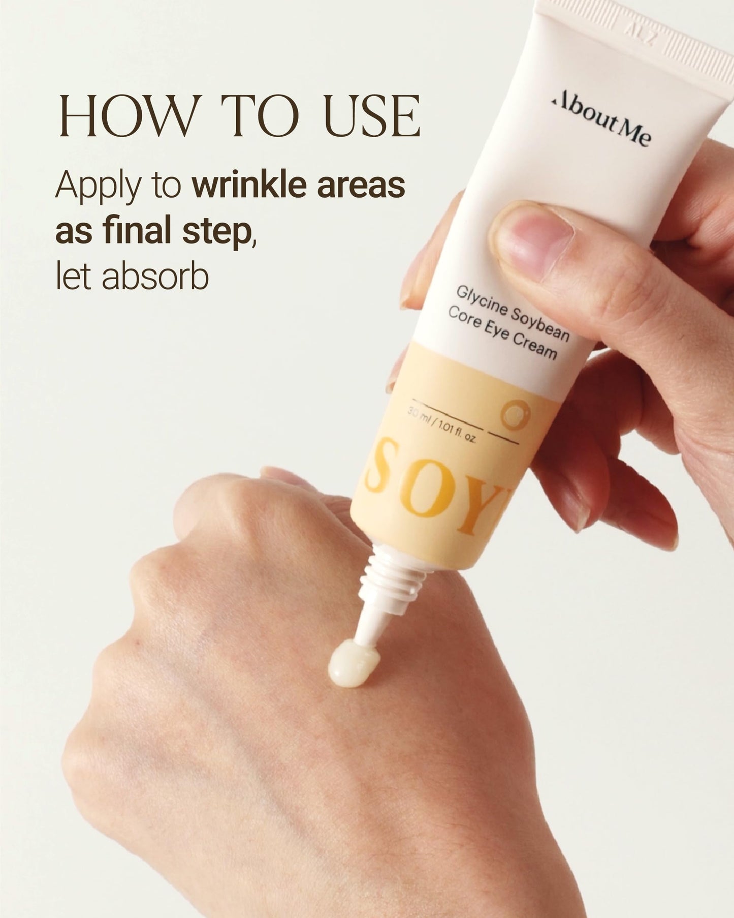 About Me Korean Multi-Zone Eye Cream – For Crow's Feet, Nasolabial Folds, Forehead + Neck, 13 Peptides + Hydrolyzed Soy Protein + Squalane + Avocado + Niacinamide, Vegan, 0.51 fl oz / 15ml