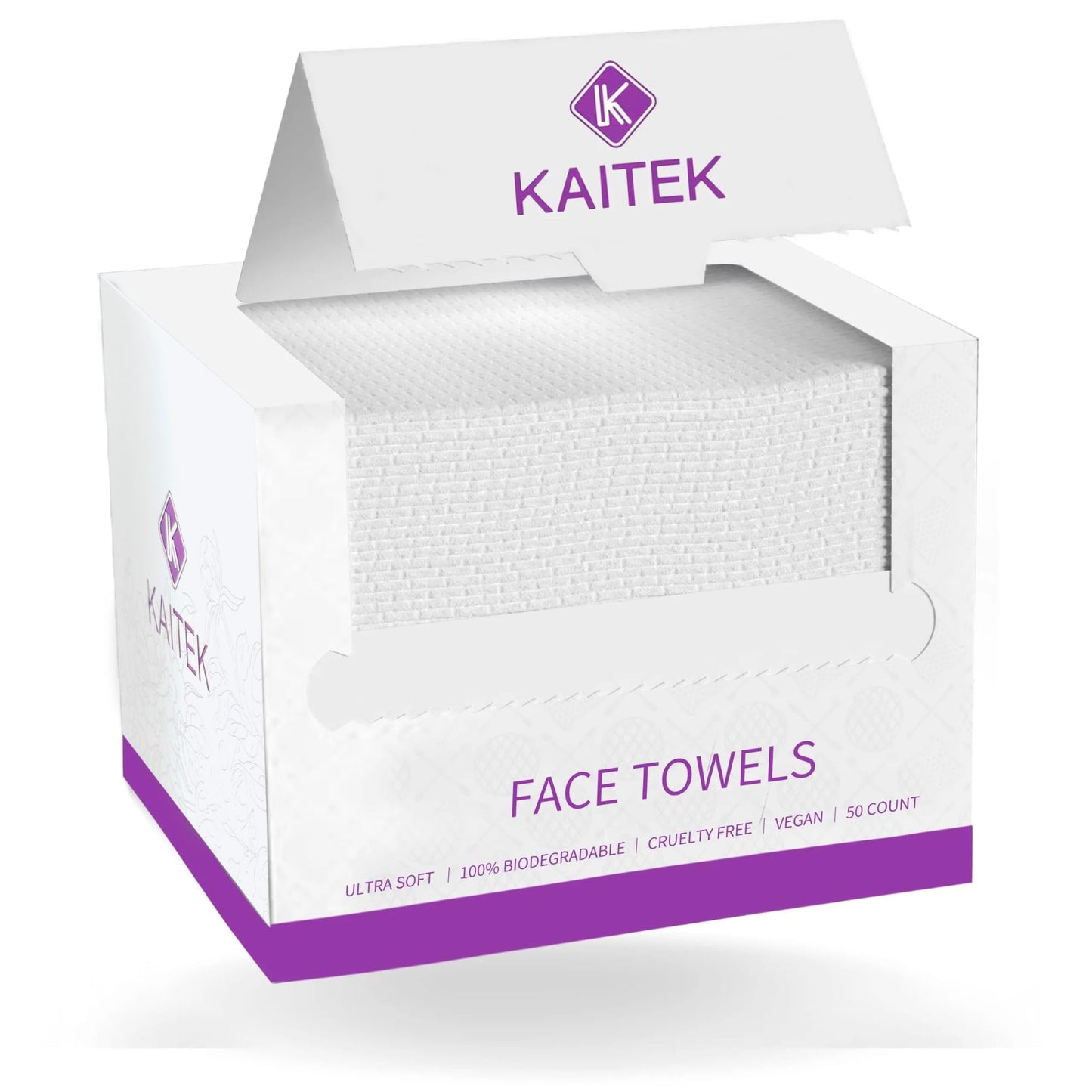 KAITEK Towels XL – 100% Biobased Disposable Face Towels, Ultra Soft Makeup Remover & Cleansing Wipes, Biodegradable, For Sensitive Skin, 50 Count (1 Pack)