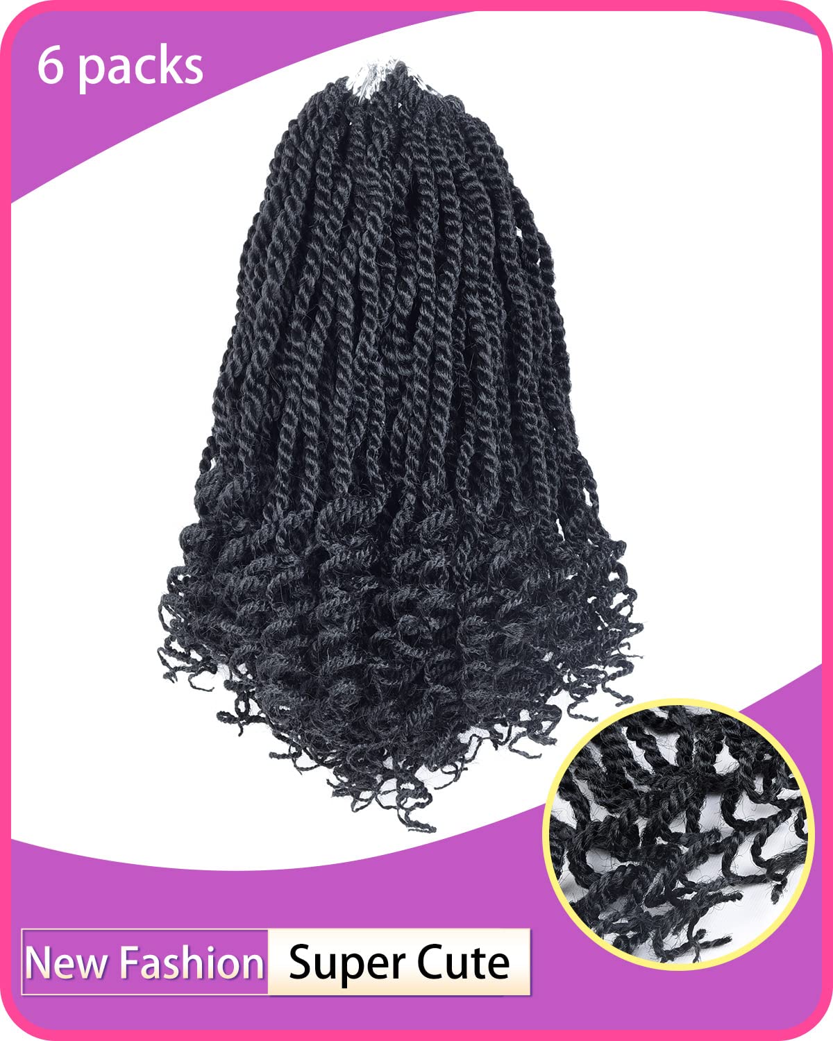 TOZIKA 6 Packs Senegalese Twist Crochet Hair 18 Inch Crochet Braids Senegalese Twists Synthetic Braiding Hair Extension (TBUG#, 18 Inch)
