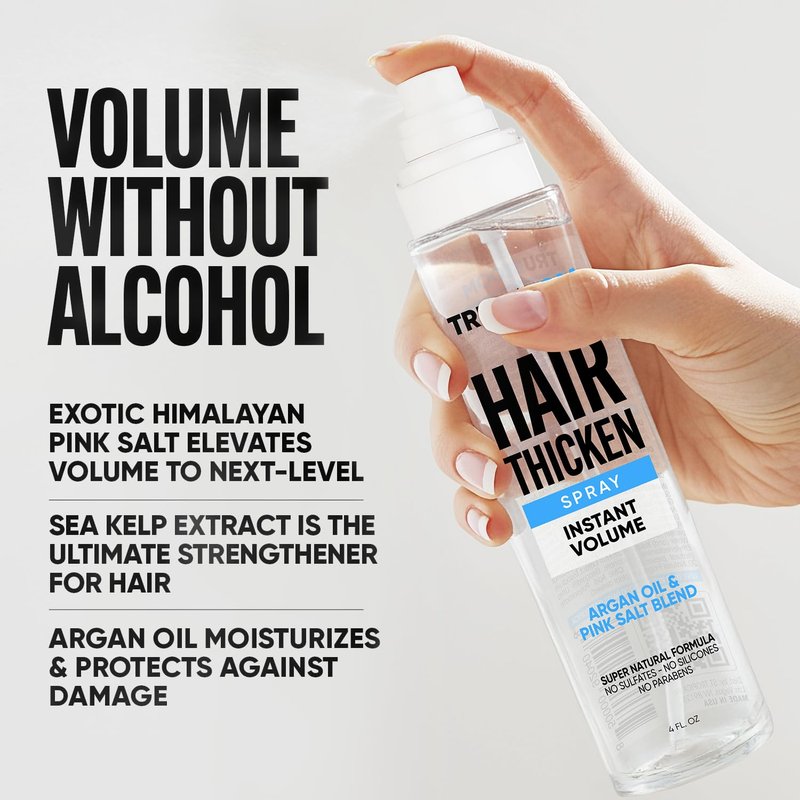 TRU BLOOM Hair Thickening Spray – Get Instant Fuller, Thicker & Healthier Hair, All-Natural Thickening & Volumizing Spray, Stylist-Recommended Hair Volumizer Spray For Both Women & Men. Made in USA