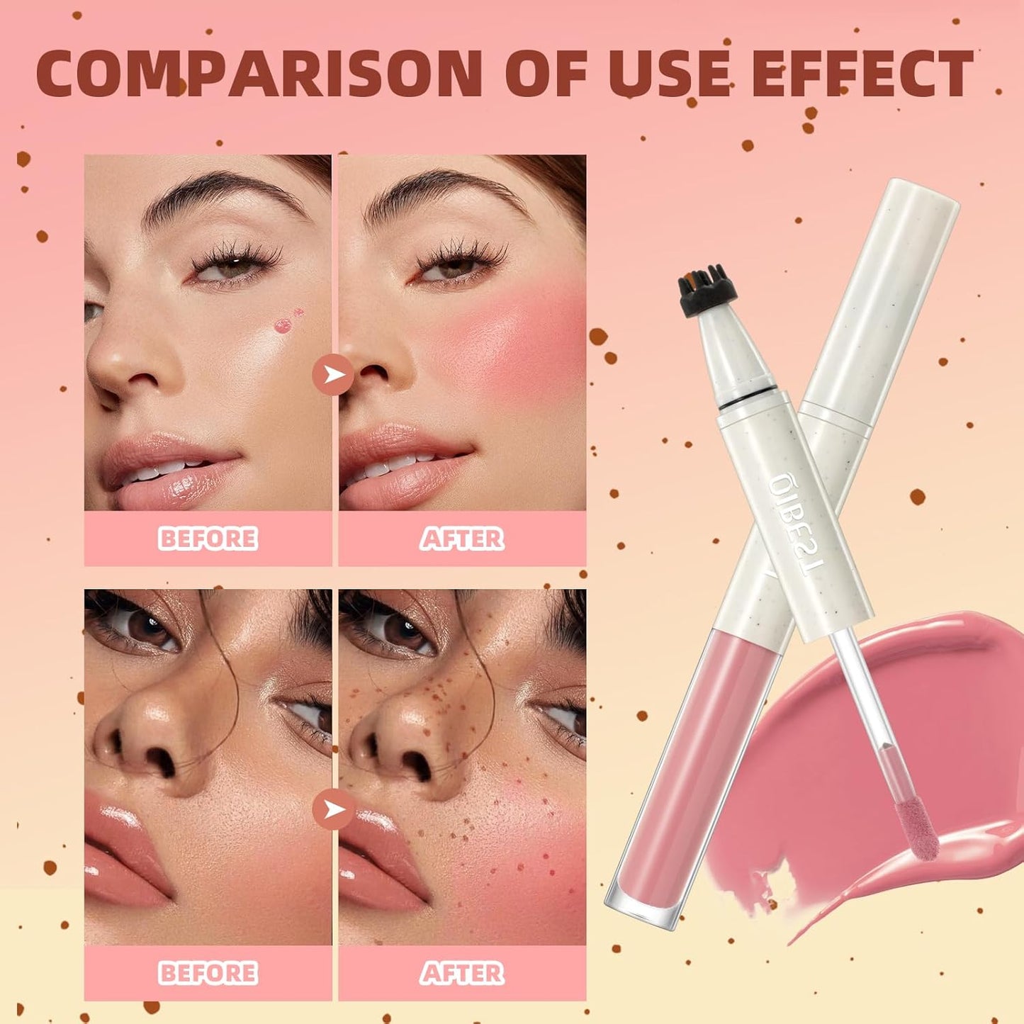 Freckle & Blush Pen Pro Kit - Light Ash Brown Faux Freckle Stamp + Dusty Rose Liquid Blush | Waterproof Natural Finish