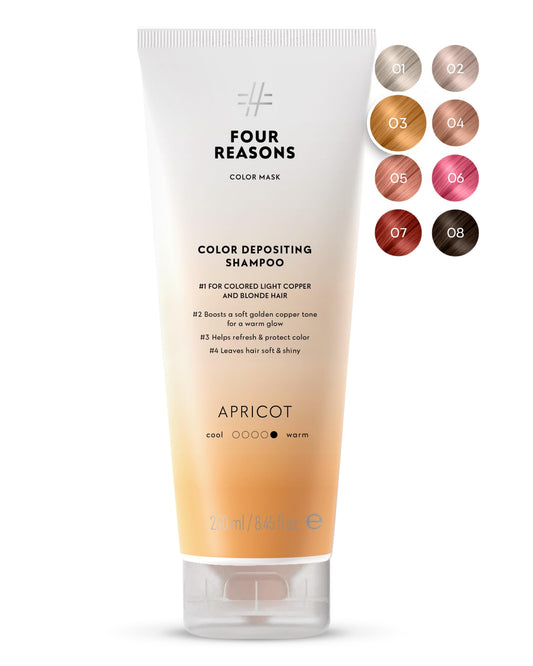 FOUR REASONS Hair Color Shampoo, Apricot (8 Colors) - Golden Copper Hair Toner & Color Depositing Shampoo, Hair Color Shampoo for Women - Blonde Hair Toner, Sulfate Free, Vegan – 8.45 Fl Oz