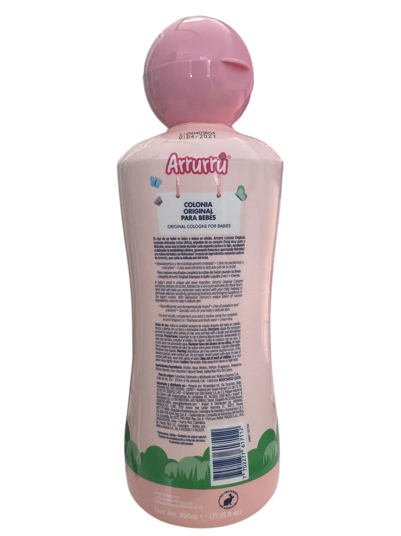 Arrurru Colonia Original Pink 27.05 oz or 800 Ml + crema original 220 ml
