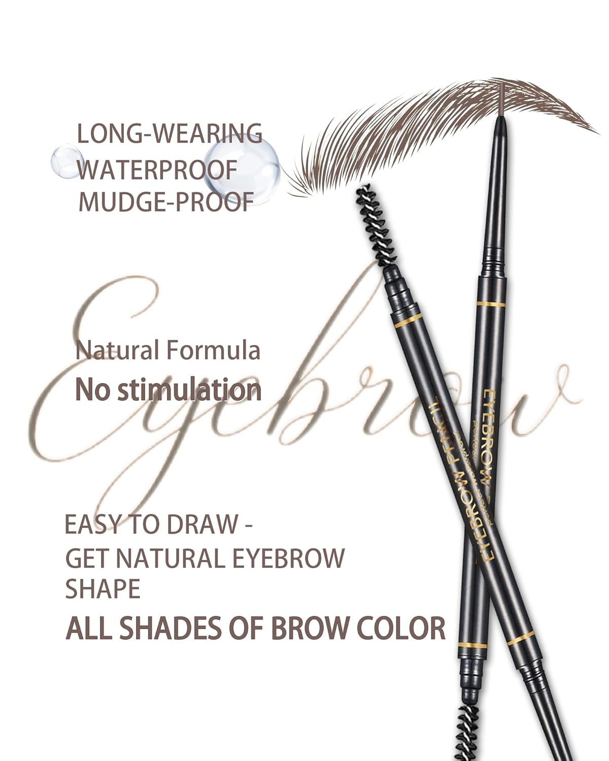 Dark Brown Eyebrow Pencils - 12 Ultra Slim Micro-Fine Tip Set with 2 Brow Razors & Spiral Brush | Long-Lasting Makeup