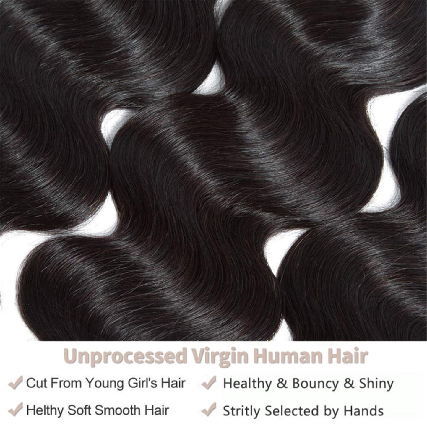 Body Wave Bundles Human Hair 12 14 16 Inch 100% Unprocessed 12A Brazilian Virgin Hair Human Hair Extensions Quick Weave Bundles Double Weft Natural Color