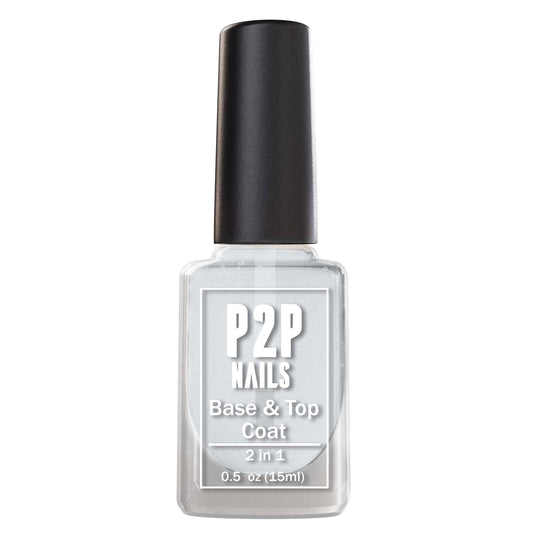 P2P Nails Base and Top Coat Nail Polish - Glossy Finish Long Lasting Top Coat - No Wipe Top Coat Gel Polish for Cool Finish Nail Art