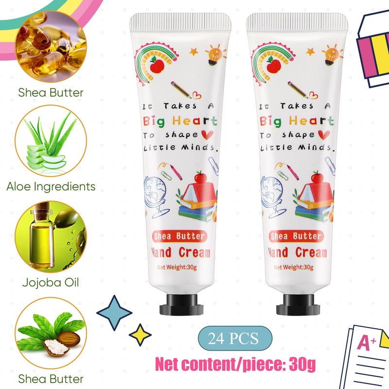 Dansib 24 Pcs Hand Cream Gift Set for Teacher Appreciation Gifts Hand Cream for Dry Cracked Hands Travel Size Moisturizing Hand Lotion Stocking Stuffers Gift Set for Christmas Teacher Thank You Gift
