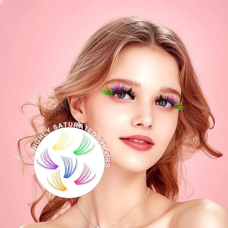 Colored Lash Clusters - DIY Anime Eyelash Extension Kit | 6 Vibrant Colors, 14/16mm D Curl, 240pcs
