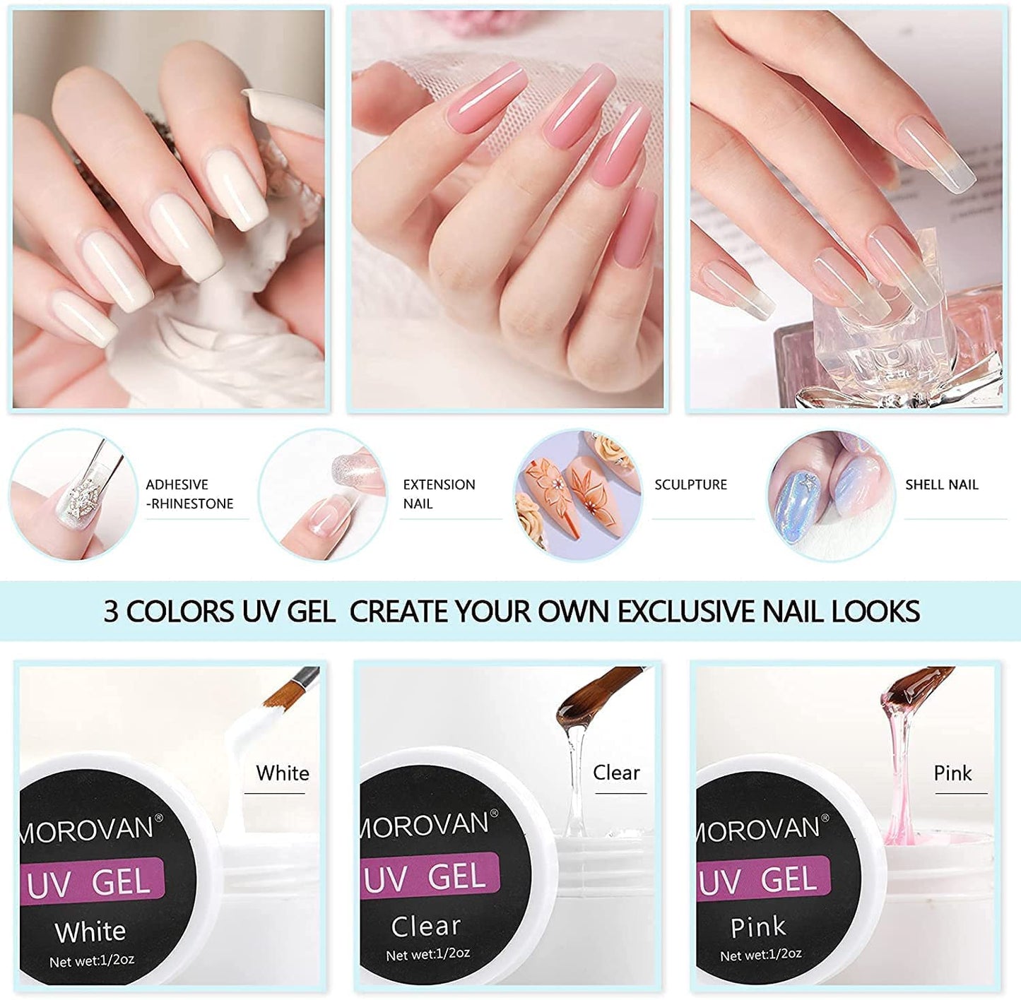 Morovan Acrylic Nail Kit - Professional Acrylic Nail Kits Set Acrylic Powder Set with Everything for Beginners Glitter Powder Acrylic Brush for Nail Art Extension