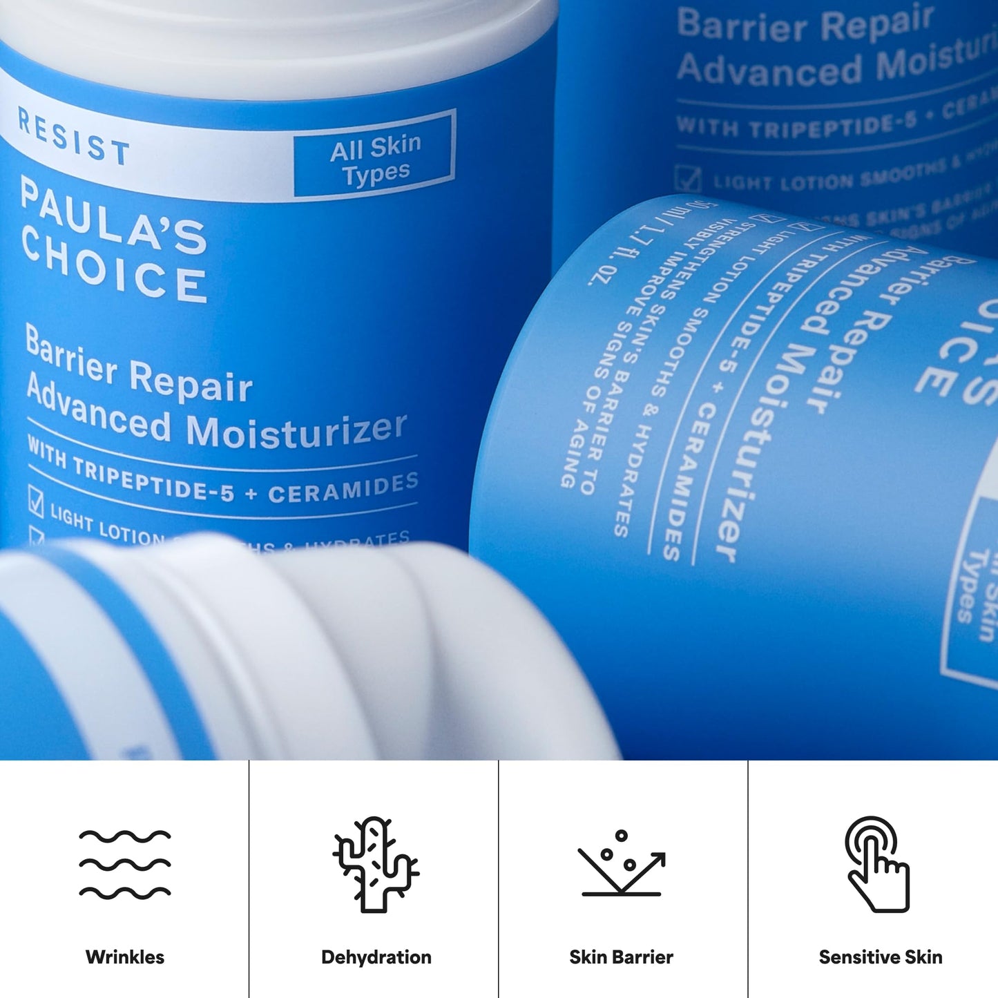 Paula's Choice RESIST Barrier Repair Advanced Face Moisturizer with Ceramides, Peptides, Deep Hydration Face Cream for Wrinkles, Anti-Aging for All Skin Types, Fragrance-Free, 1.7 Fl Oz