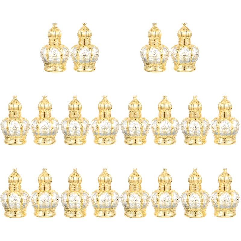 Housoutil 10ml Essential Oil Glass Roller Bottle, 20PCS Refillable Vintage Perfume Bottles, Middle Eastern Style Glass Roll on Dispenser with Cap for Thai Amulet Essential Oil Catholic Baptism
