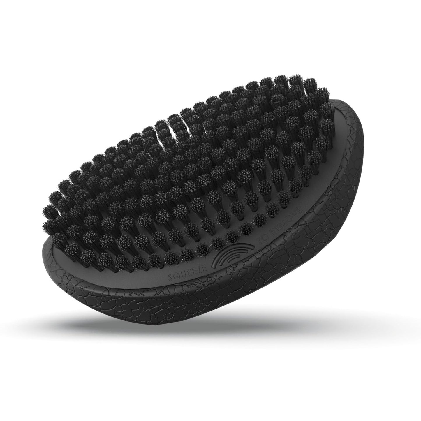 Olivia Garden Barber Palm Wave Brush, Black Cushion with Vegan Boar Bristles, Recycled ABS in Black Crackle Soft-Touch Finish